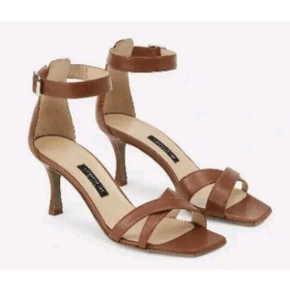 LAFAYETTE 148 Lula Ankle Strap Sandal Heels Brown‎ Sz 41 Luxury Glam retail $450
